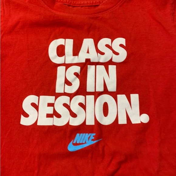 Nike | The Nike Tee ShirtBoys Size M Medium Red “Class is in Session” - Picture 3 of 6